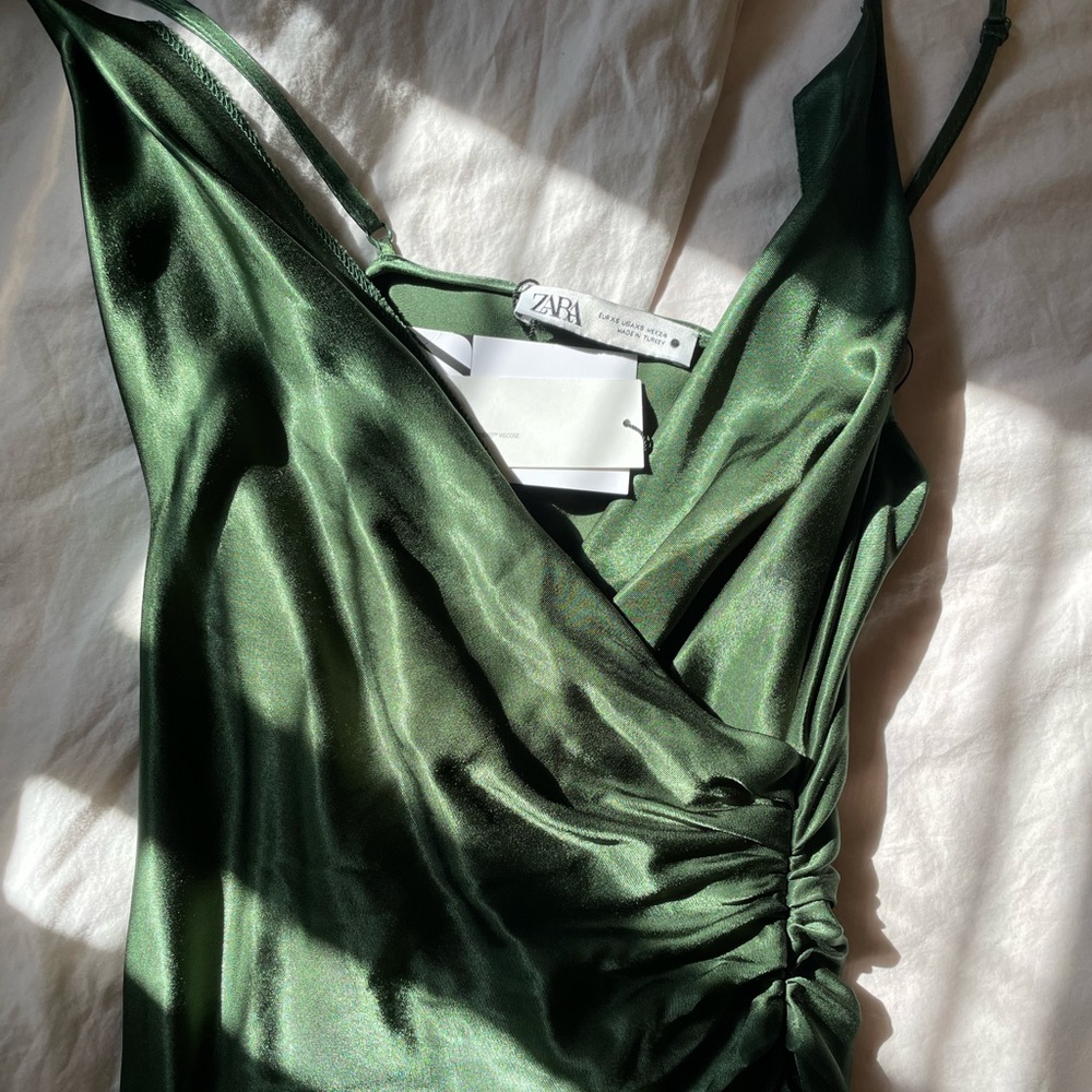Zara Silk Emerald Green Slit Dress
